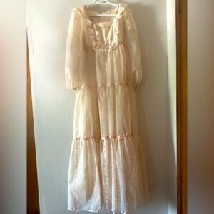 Vintage Nu Mode Elegant Cream Maxi Dress